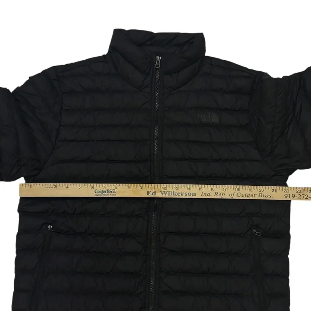 The North Face Stretch Down Puffer Jacket Mens Large Black Slim Fit 700 Full Zip
